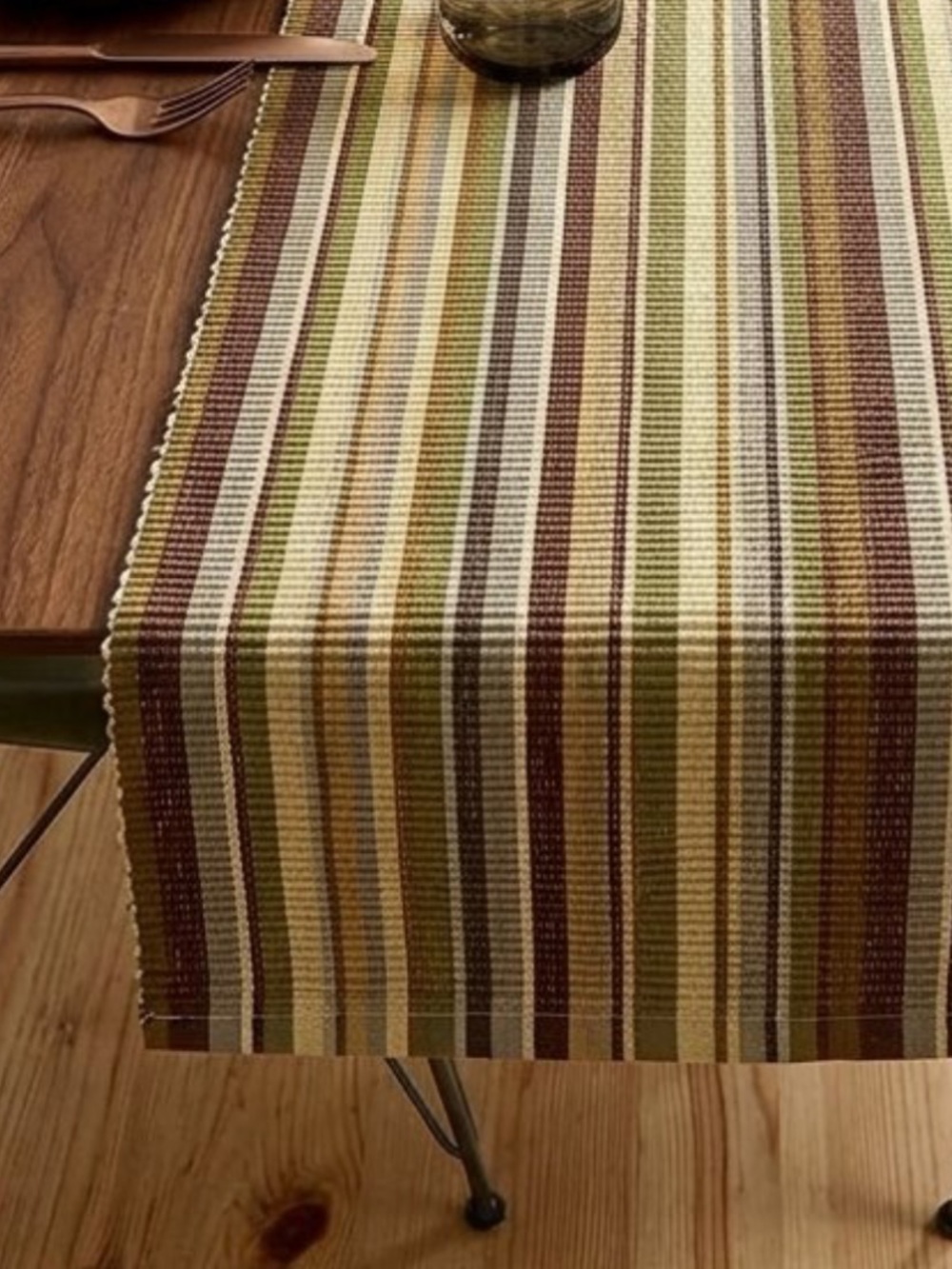 New Park Designs Striped Woven Table Runner Lake House Color Way MCM Earth Tones